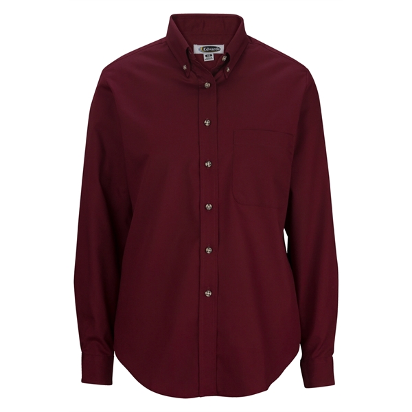 Ladies' Easy Care Long Sleeve Poplin Shirt - Ladies' Easy Care Long Sleeve Poplin Shirt - Image 8 of 9
