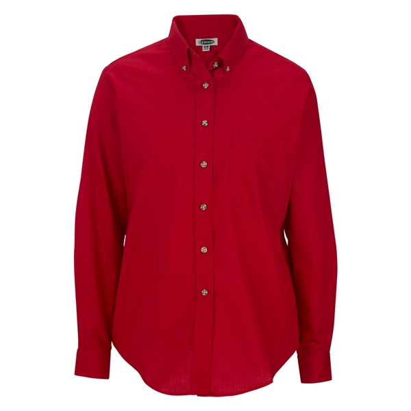 Ladies' Easy Care Long Sleeve Poplin Shirt - Ladies' Easy Care Long Sleeve Poplin Shirt - Image 4 of 9