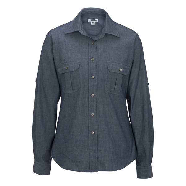 Ladies' Chambray Roll Up Sleeve Shirt - Ladies' Chambray Roll Up Sleeve Shirt - Image 0 of 0