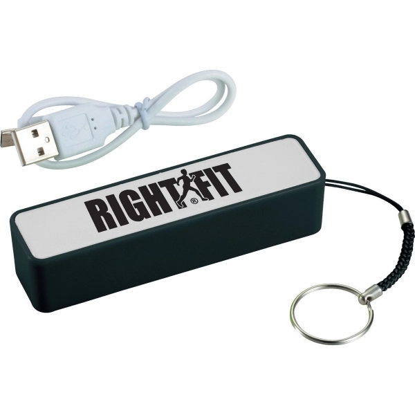 2,200 mAh Power Bank w/ Key Ring + Cable - 2,200 mAh Power Bank w/ Key Ring + Cable - Image 1 of 1