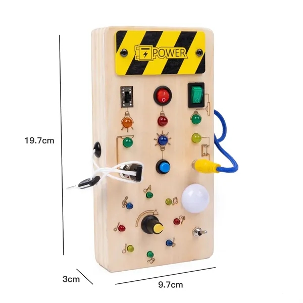 Wooden Busy Board with 8 LED Light switches - Wooden Busy Board with 8 LED Light switches - Image 2 of 4