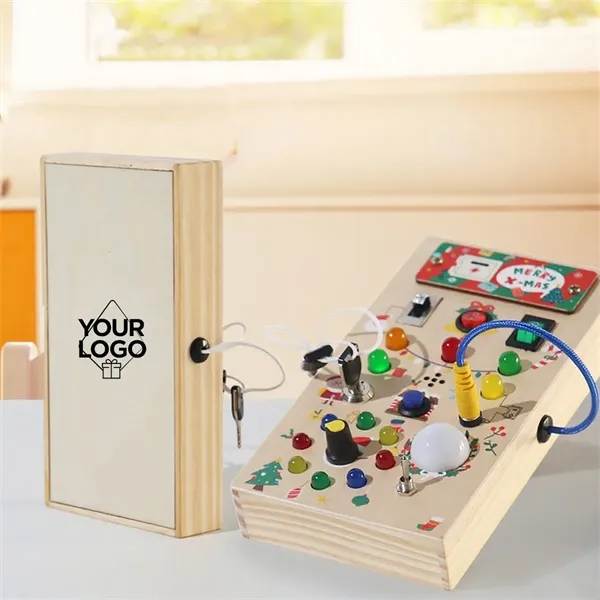 Wooden Busy Board with 8 LED Light switches - Wooden Busy Board with 8 LED Light switches - Image 4 of 4