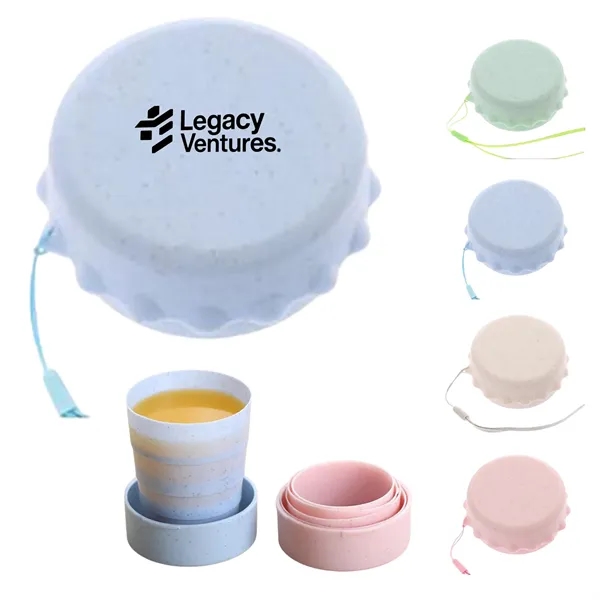 Wheat Straw Collapsible Cup with Lanyard for Travel - Wheat Straw Collapsible Cup with Lanyard for Travel - Image 0 of 6