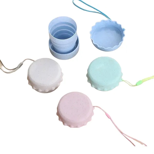 Wheat Straw Collapsible Cup with Lanyard for Travel - Wheat Straw Collapsible Cup with Lanyard for Travel - Image 4 of 6