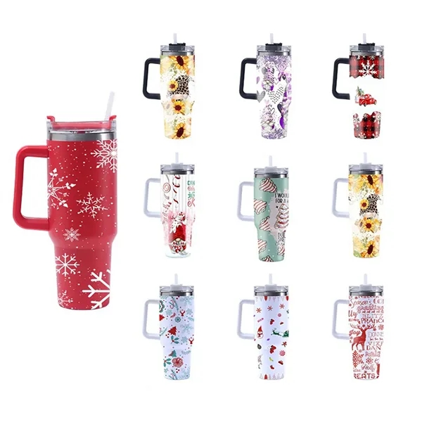 40 Oz. Christmas Theme Vacuum Tumbler with Lid and Straw - 40 Oz. Christmas Theme Vacuum Tumbler with Lid and Straw - Image 0 of 28