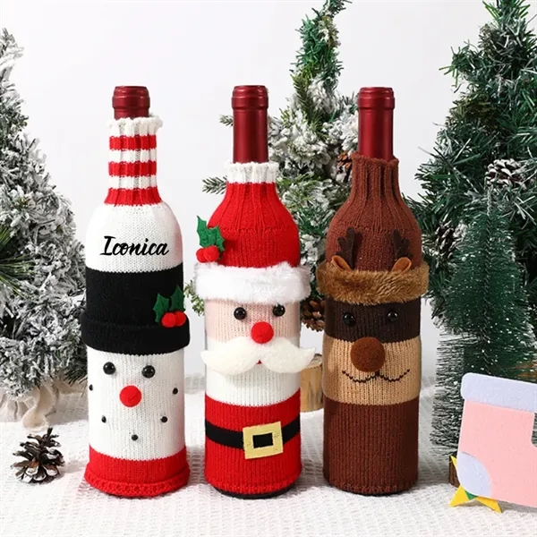 Christmas Decor Supplies Wine Bottle Red knitted - Christmas Decor Supplies Wine Bottle Red knitted - Image 0 of 1