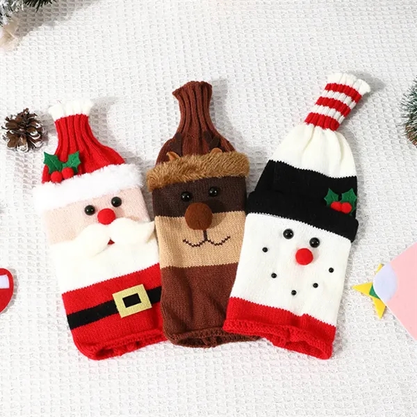 Christmas Decor Supplies Wine Bottle Red knitted - Christmas Decor Supplies Wine Bottle Red knitted - Image 1 of 1