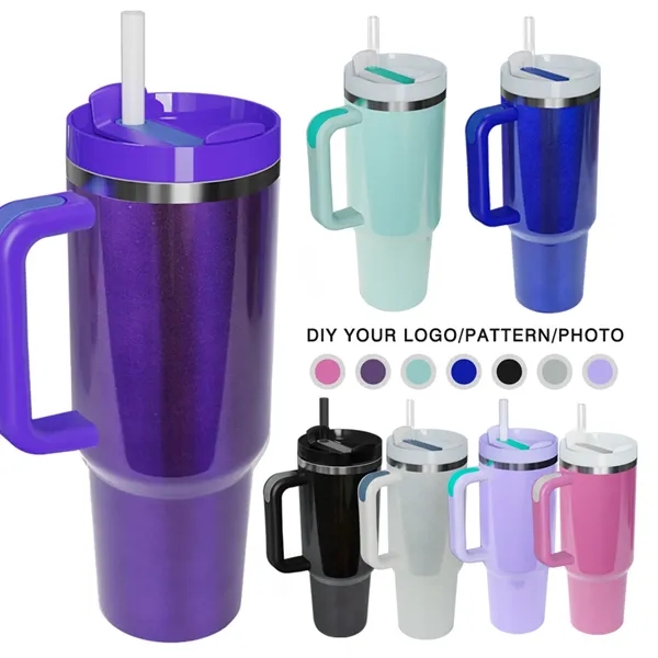 40 Oz. Vacuum Stainless Steel Sublimation Tumbler with Straw - 40 Oz. Vacuum Stainless Steel Sublimation Tumbler with Straw - Image 0 of 5