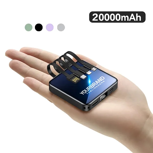20,000 mAh Portable Power Bank Built-in Charging Cables - 20,000 mAh Portable Power Bank Built-in Charging Cables - Image 0 of 8