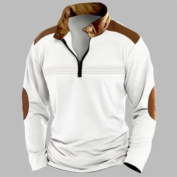 Zipper Long Sleeve Sports Polo Shirt - Zipper Long Sleeve Sports Polo Shirt - Image 1 of 8