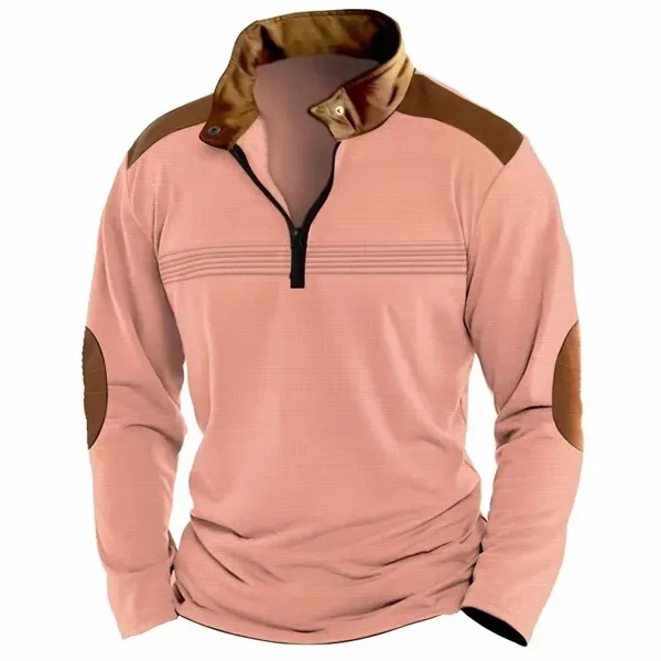 Zipper Long Sleeve Sports Polo Shirt - Zipper Long Sleeve Sports Polo Shirt - Image 2 of 8