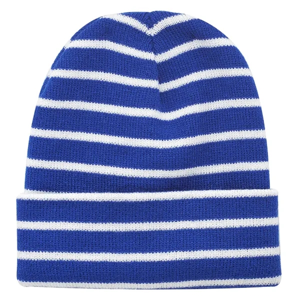 Striped Acrylic Knitted Beanie - Striped Acrylic Knitted Beanie - Image 1 of 7