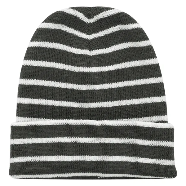 Striped Acrylic Knitted Beanie - Striped Acrylic Knitted Beanie - Image 2 of 7
