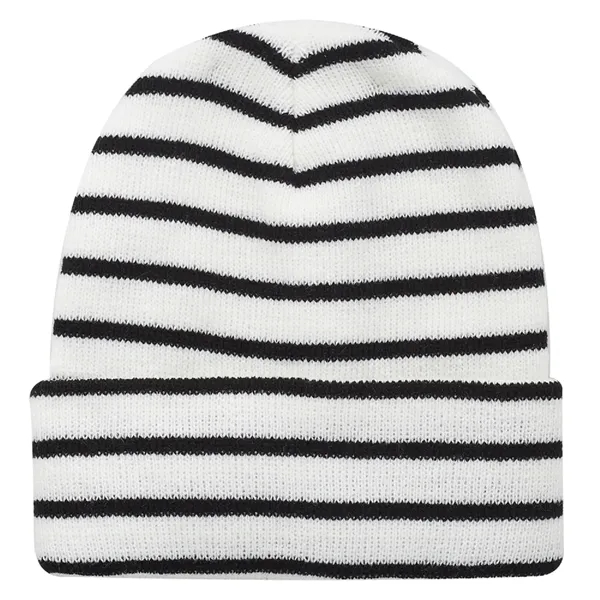 Striped Acrylic Knitted Beanie - Striped Acrylic Knitted Beanie - Image 6 of 7