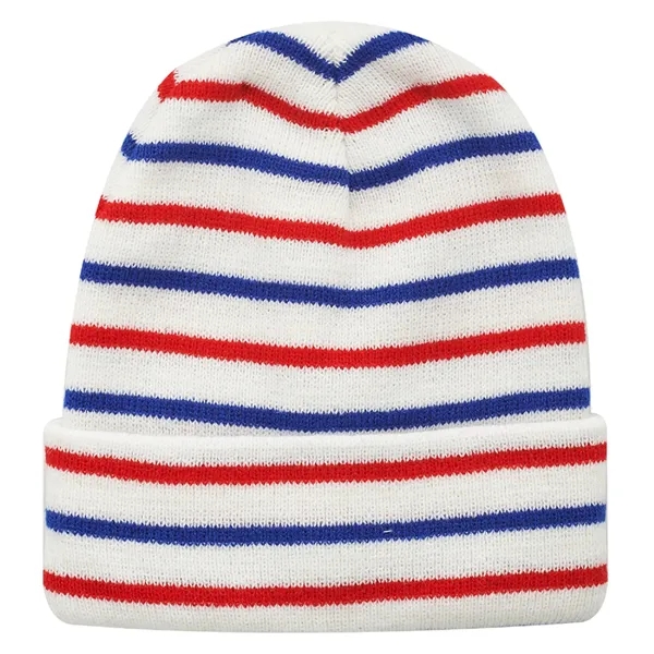 Striped Acrylic Knitted Beanie - Striped Acrylic Knitted Beanie - Image 7 of 7