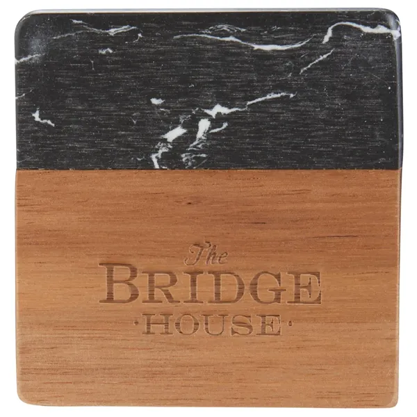 Black Marble and Wood Coaster Set - Black Marble and Wood Coaster Set - Image 0 of 0