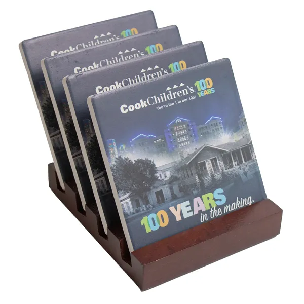 4 Pc. Set with Stand Square Ceramic Coaster - 4 Pc. Set with Stand Square Ceramic Coaster - Image 0 of 2