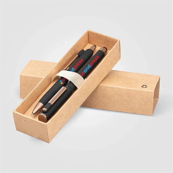Custom York Recycled Plastic Bronze Trim Pen Gift Set