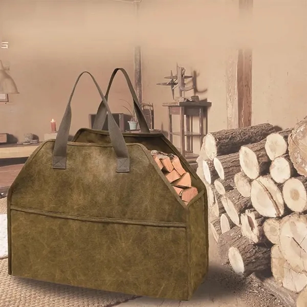 Camping gear indoor durable canvas firewood carrier bag - Camping gear indoor durable canvas firewood carrier bag - Image 2 of 3