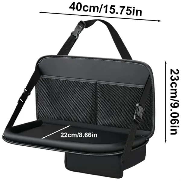 Foldable PU Leather Seat Back Organizer with Foldable Tray - Foldable PU Leather Seat Back Organizer with Foldable Tray - Image 1 of 3
