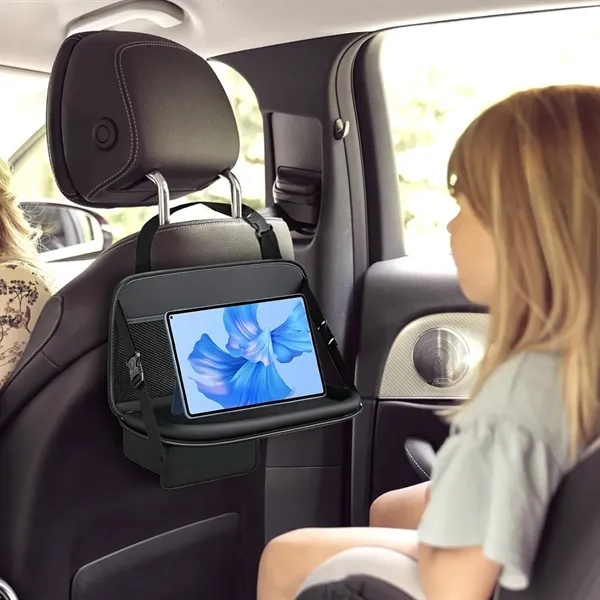 Foldable PU Leather Seat Back Organizer with Foldable Tray - Foldable PU Leather Seat Back Organizer with Foldable Tray - Image 3 of 3