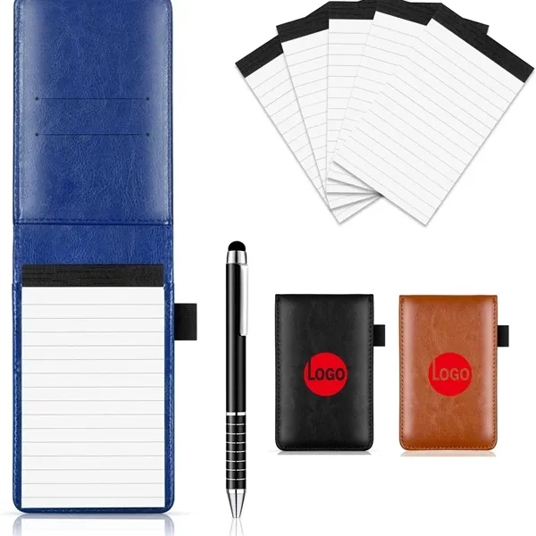 Portable PU Leather A7 Notepad with Pen - Portable PU Leather A7 Notepad with Pen - Image 0 of 1