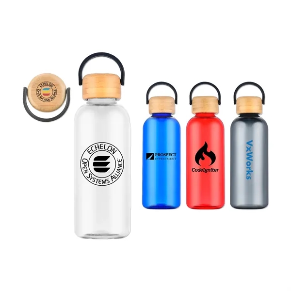 21 Oz. RPET Water Bottle with Bamboo Lid - 21 Oz. RPET Water Bottle with Bamboo Lid - Image 0 of 9