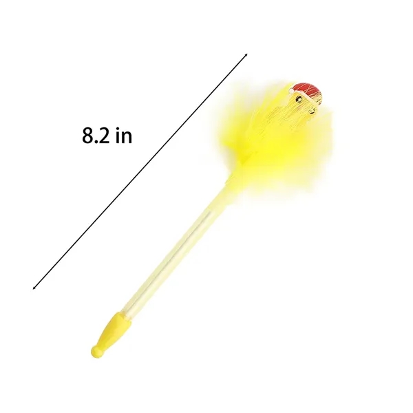 Cartoon Chicken Light Up Ballpoint Pen With Feathers - Cartoon Chicken Light Up Ballpoint Pen With Feathers - Image 1 of 2