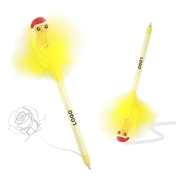 Cartoon Chicken Light Up Ballpoint Pen With Feathers - Cartoon Chicken Light Up Ballpoint Pen With Feathers - Image 2 of 2