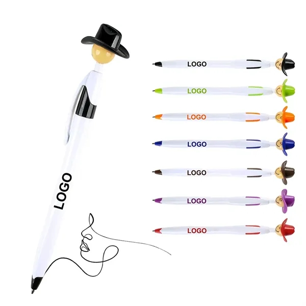 Cartoon Figure Hat Topper Ballpoint Pen - Cartoon Figure Hat Topper Ballpoint Pen - Image 0 of 2