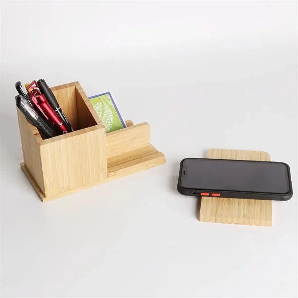 Bamboo Pen Holder Wireless Charger - Bamboo Pen Holder Wireless Charger - Image 4 of 5