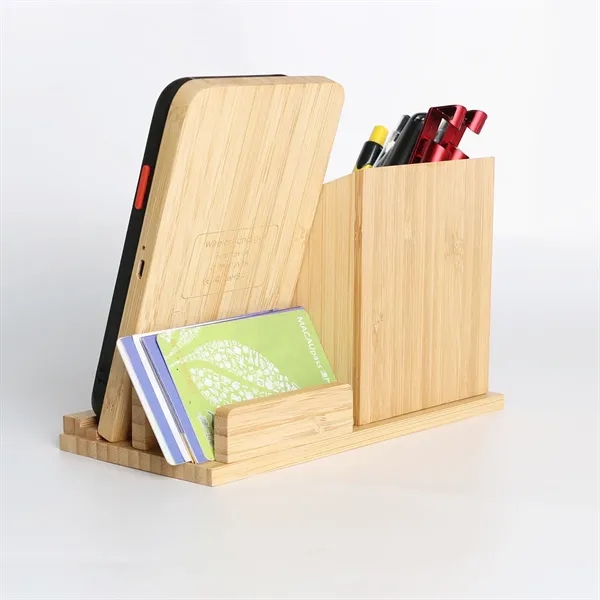 Bamboo Pen Holder Wireless Charger - Bamboo Pen Holder Wireless Charger - Image 5 of 5