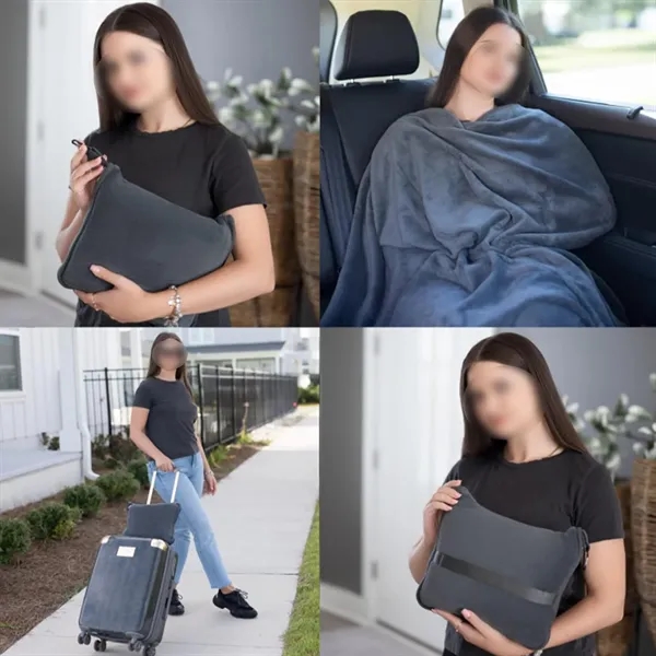 Fleece Travel Blanket Pillow Portable Two In One Car Plane - Fleece Travel Blanket Pillow Portable Two In One Car Plane - Image 2 of 7