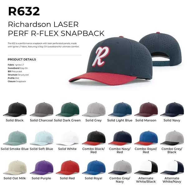 Richardson 632 Laser Perf R-FLEX Snapback Hat - Richardson 632 Laser Perf R-FLEX Snapback Hat - Image 1 of 38