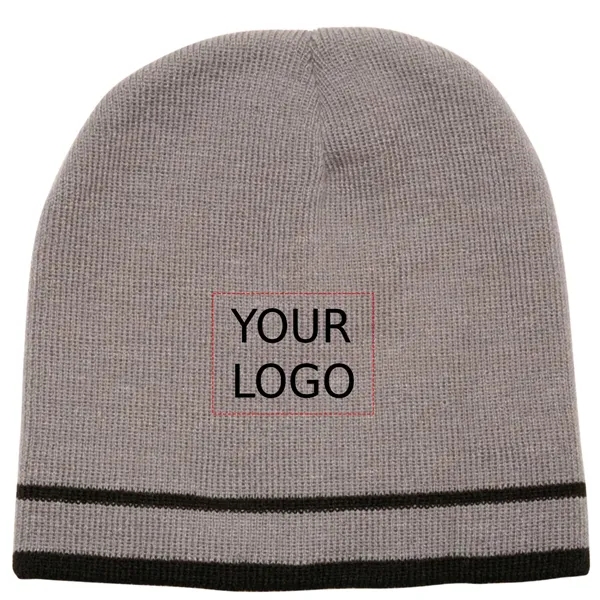 Double Stripe Acrylic Knit Beanie - Double Stripe Acrylic Knit Beanie - Image 0 of 1