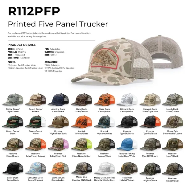 Richardson 112PFP Snapback Trucker Hat w/Leatherette Patches - Richardson 112PFP Snapback Trucker Hat w/Leatherette Patches - Image 2 of 53