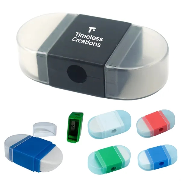 2 in 1 Pencil Sharpener Eraser Combo Portable School Supply - 2 in 1 Pencil Sharpener Eraser Combo Portable School Supply - Image 0 of 11
