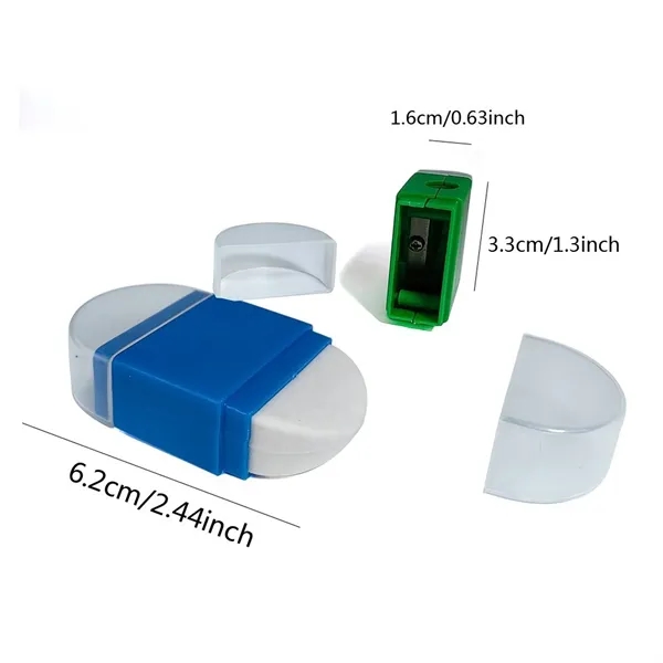 2 in 1 Pencil Sharpener Eraser Combo Portable School Supply - 2 in 1 Pencil Sharpener Eraser Combo Portable School Supply - Image 1 of 11