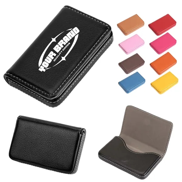 Magnetic Leather Business Card Holder Metal Large Capacity - Magnetic Leather Business Card Holder Metal Large Capacity - Image 0 of 4