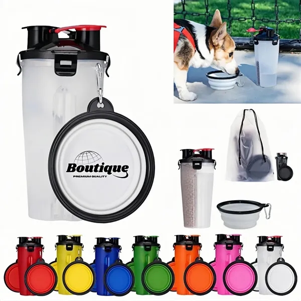 Portable Pet Water Bottle With Collapsible Bowl - Portable Pet Water Bottle With Collapsible Bowl - Image 0 of 4