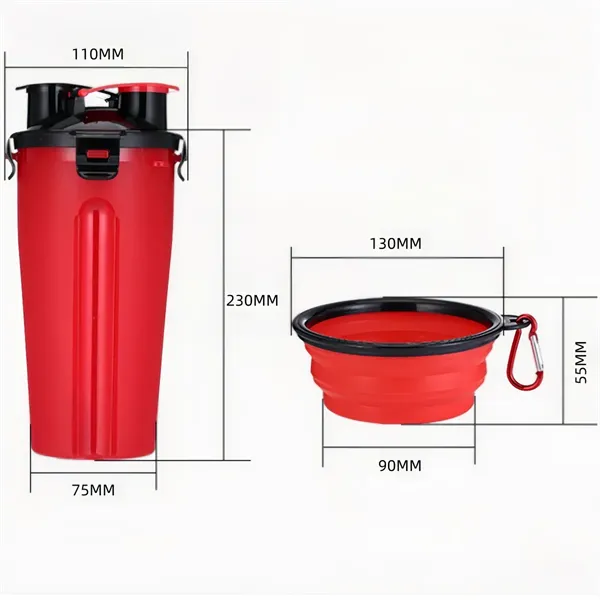 Portable Pet Water Bottle With Collapsible Bowl - Portable Pet Water Bottle With Collapsible Bowl - Image 1 of 4