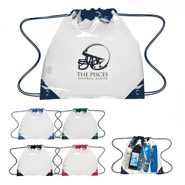 12 inch PVC Transparent Waterproof Drawstring Backpack - 12 inch PVC Transparent Waterproof Drawstring Backpack - Image 0 of 2