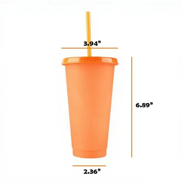 Magic Color-Changing PP Plastic Tumbler With Attached Straw - Magic Color-Changing PP Plastic Tumbler With Attached Straw - Image 0 of 1