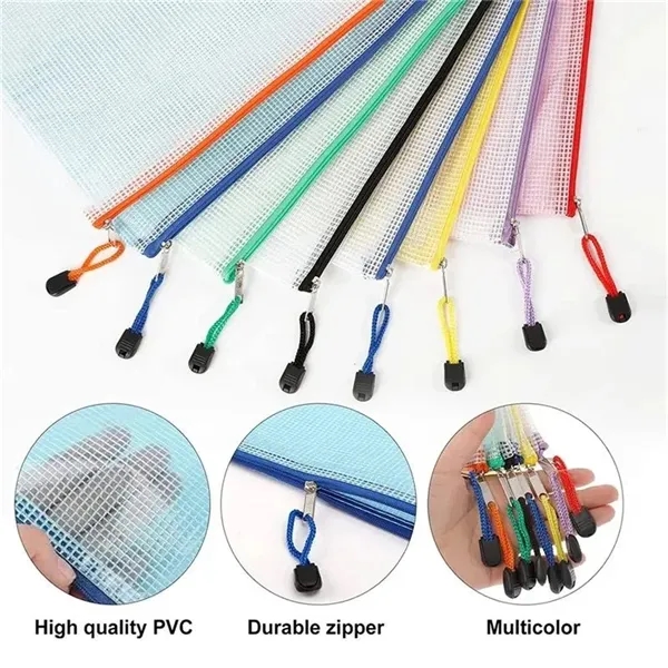 Translucent A4 PVC Mesh Zipper Office Makeup Pencil File Bag - Translucent A4 PVC Mesh Zipper Office Makeup Pencil File Bag - Image 4 of 5
