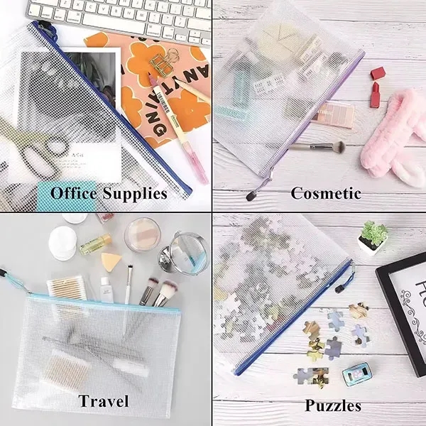 Translucent A4 PVC Mesh Zipper Office Makeup Pencil File Bag - Translucent A4 PVC Mesh Zipper Office Makeup Pencil File Bag - Image 3 of 5