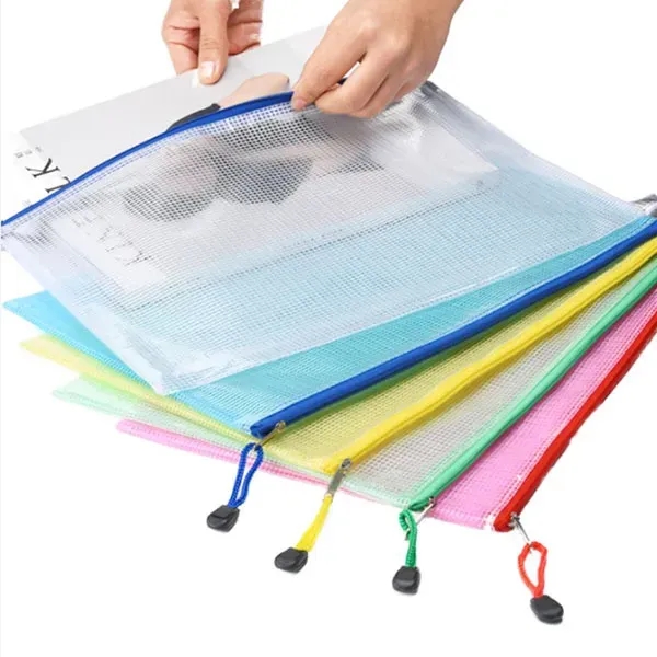 Translucent A4 PVC Mesh Zipper Office Makeup Pencil File Bag - Translucent A4 PVC Mesh Zipper Office Makeup Pencil File Bag - Image 1 of 5