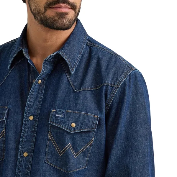 Wrangler® Men's Classic Denim Western Snap Shirt - Wrangler® Men's Classic Denim Western Snap Shirt - Image 2 of 10