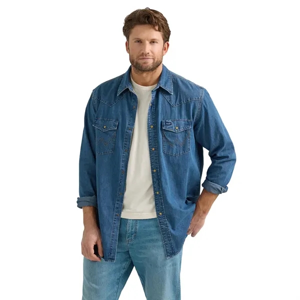 Wrangler® Men's Classic Denim Western Snap Shirt - Wrangler® Men's Classic Denim Western Snap Shirt - Image 3 of 10