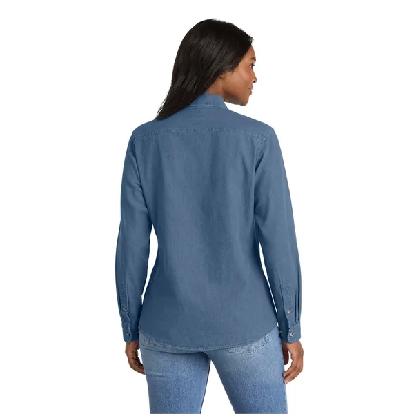 Port & Co Women's Long Sleeve Value Denim Shirt. - Port & Co Women's Long Sleeve Value Denim Shirt. - Image 1 of 9