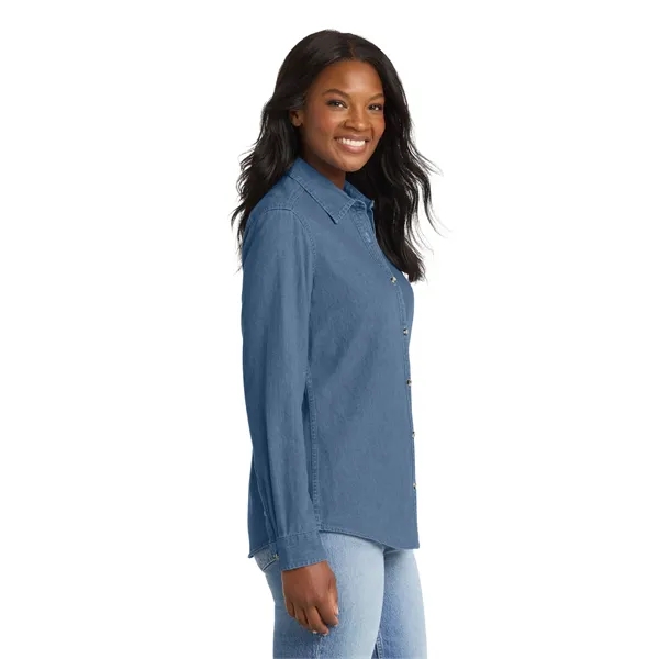 Port & Co Women's Long Sleeve Value Denim Shirt. - Port & Co Women's Long Sleeve Value Denim Shirt. - Image 2 of 9
